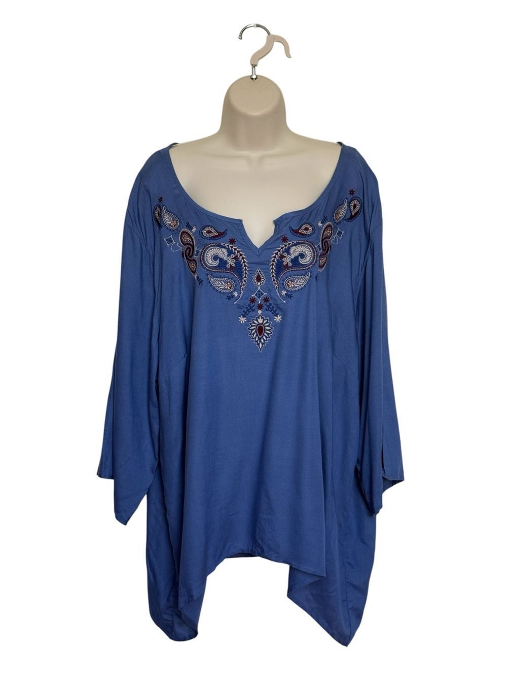NWT Great Northwest Indigo Plus Size Embroidered Boho Tunic Sz 3X